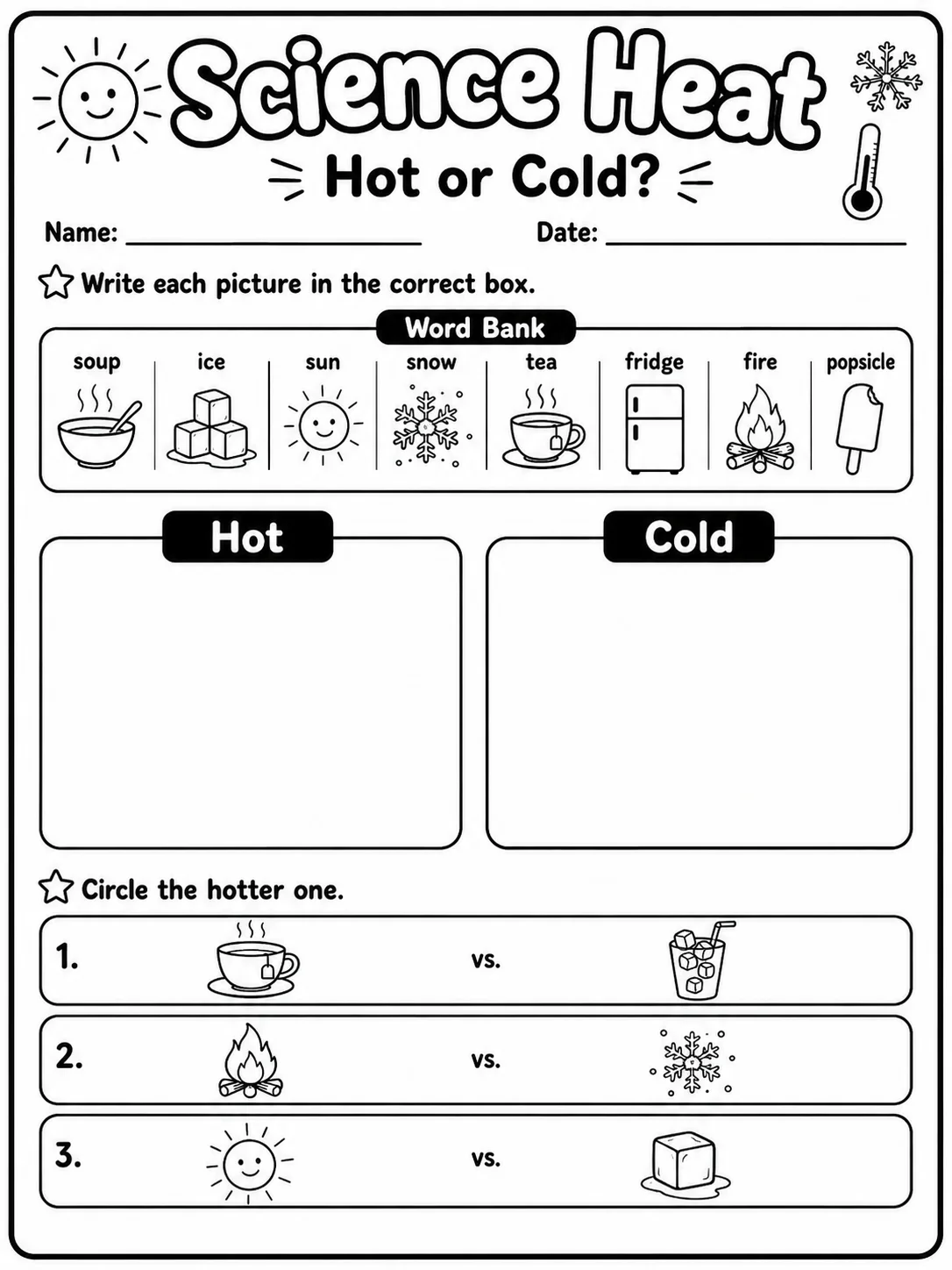 Science Heat Hot Things Worksheet Pack - Set 2 page 3 printable worksheet preview