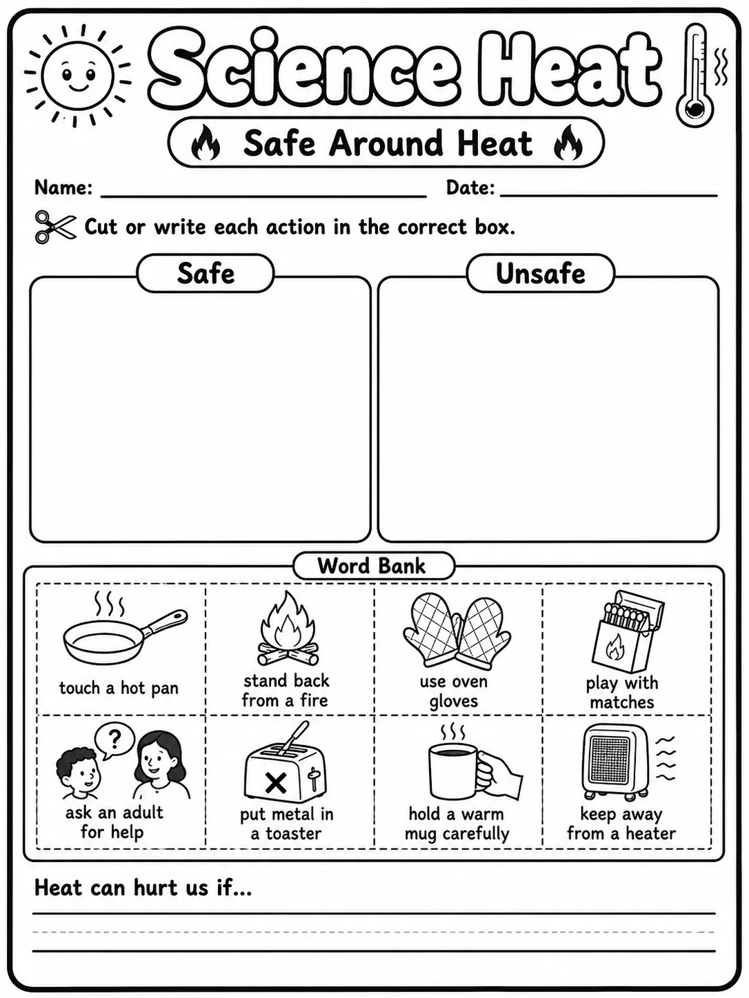 Science Heat Hot Things Worksheet Pack - Set 2 page 7 printable worksheet preview