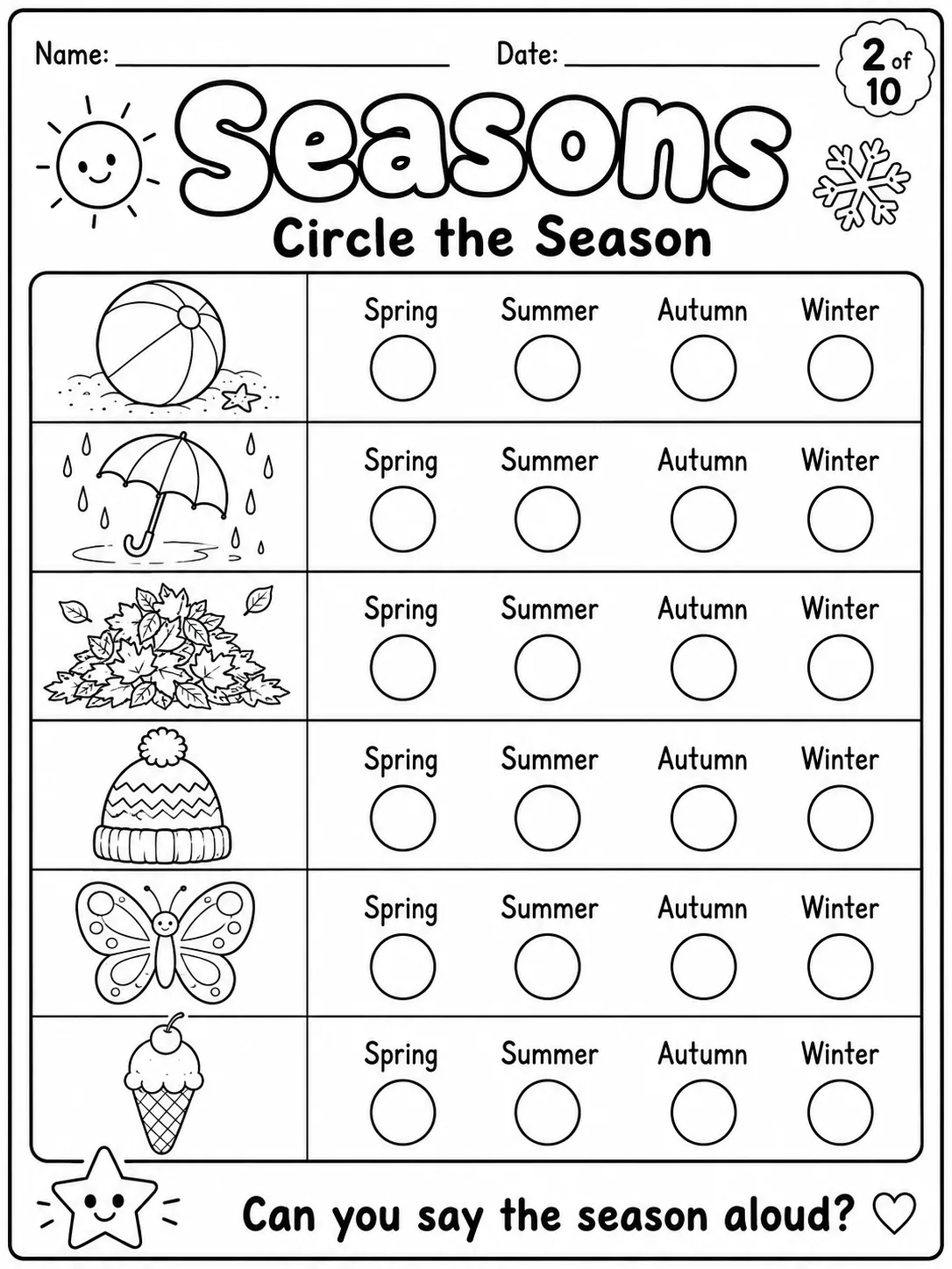 Seasons Worksheet Pack - Set 2 page 2 printable worksheet preview