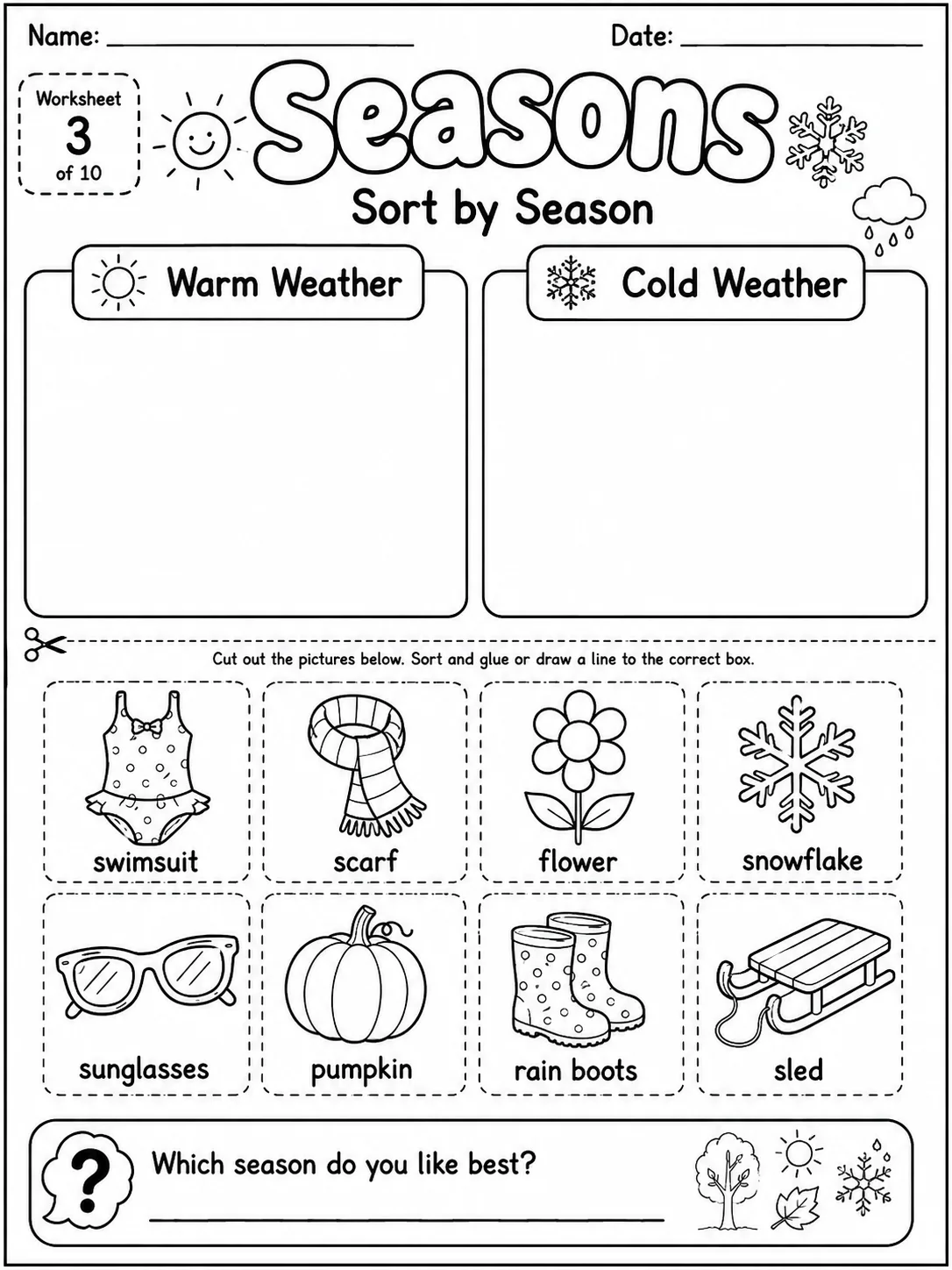 Seasons Worksheet Pack - Set 2 page 3 printable worksheet preview