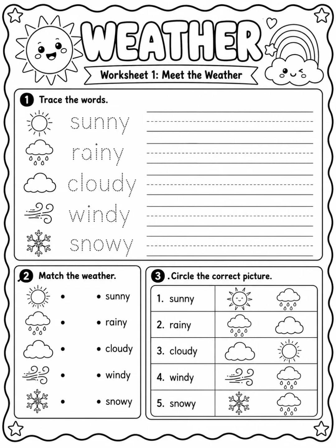 Weather Worksheet Pack - Set 2 10 printable pages preview from KiwiBee