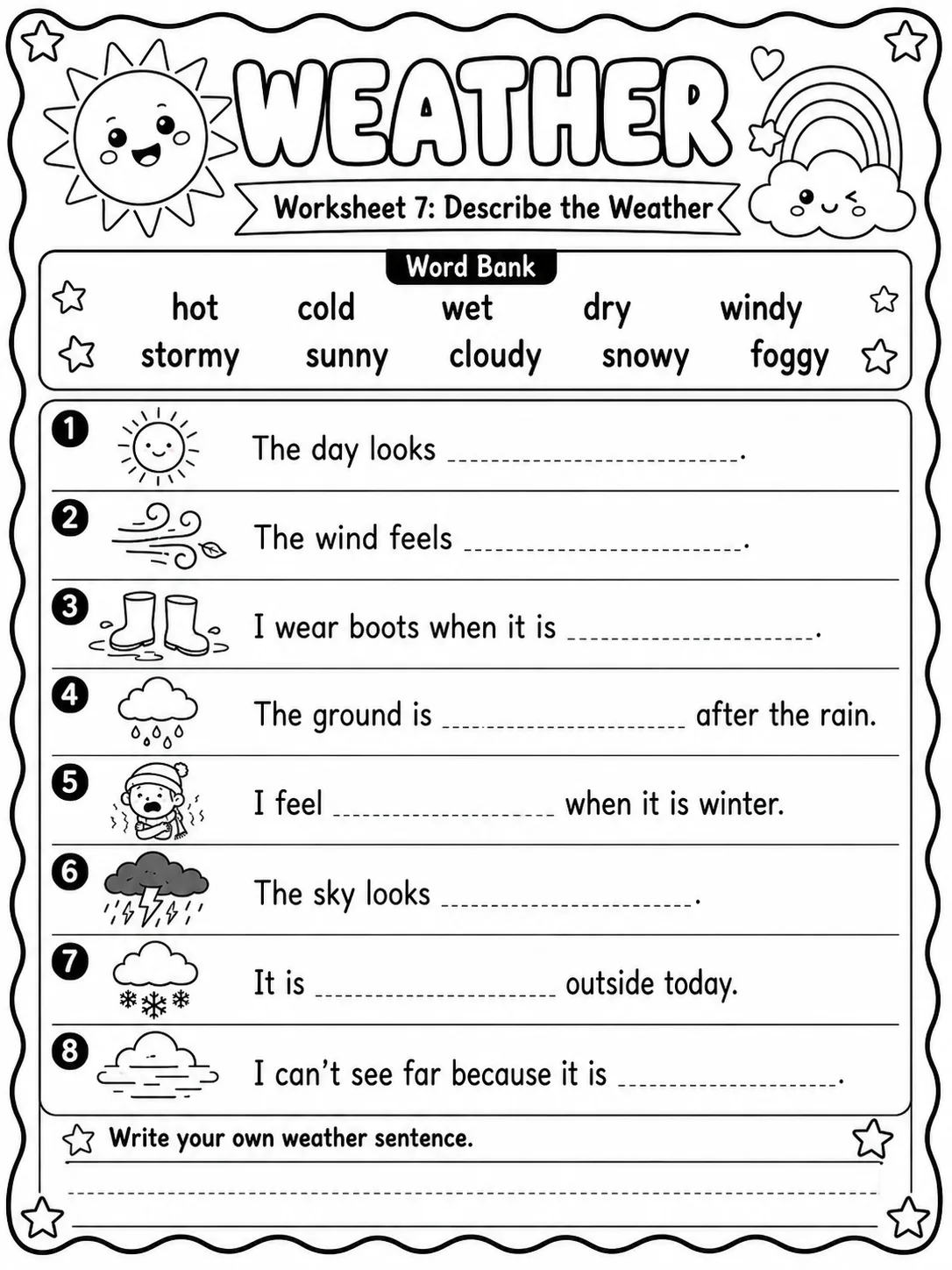 Weather Worksheet Pack - Set 2 page 7 printable worksheet preview