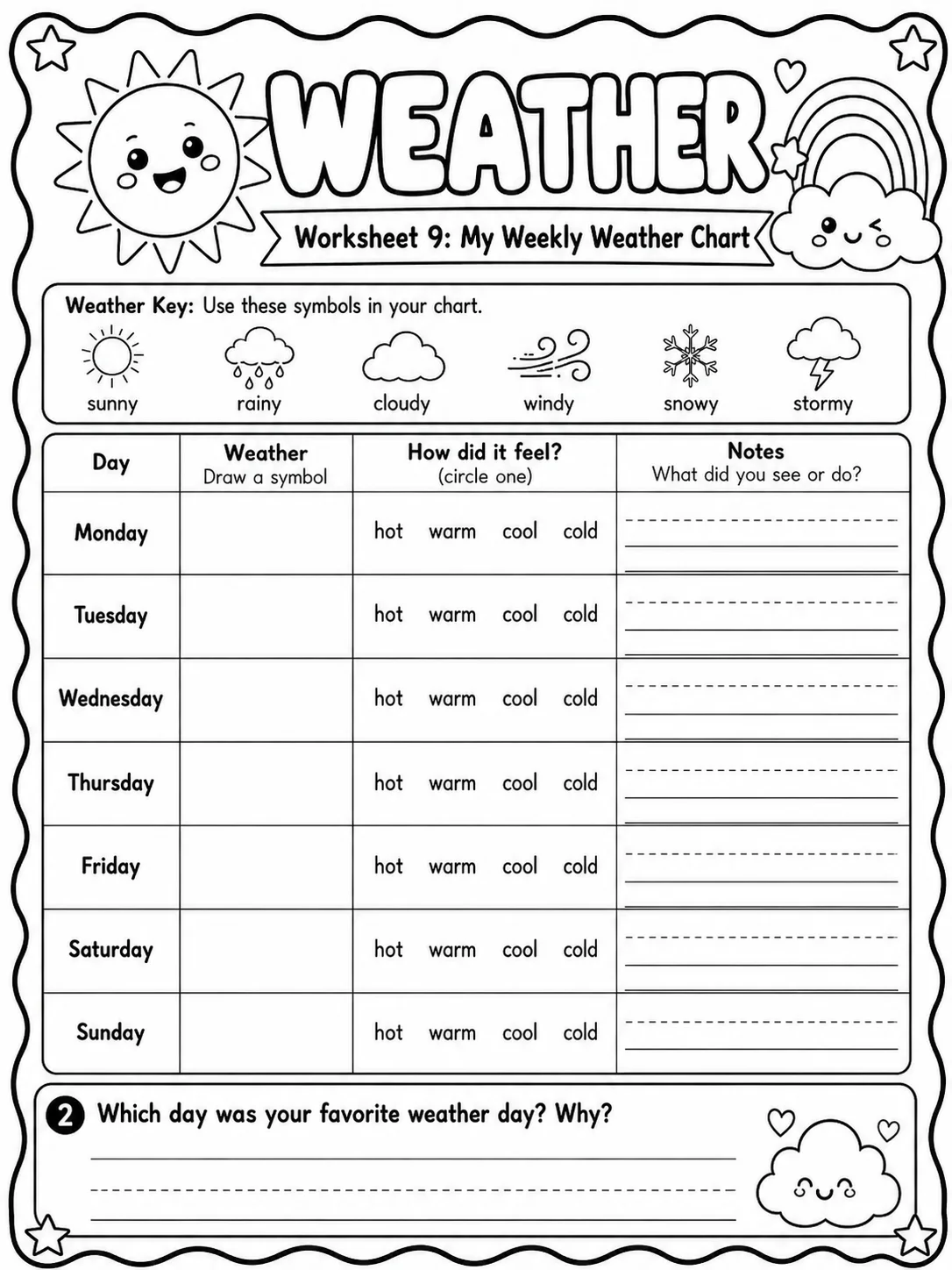 Weather Worksheet Pack - Set 2 page 9 printable worksheet preview