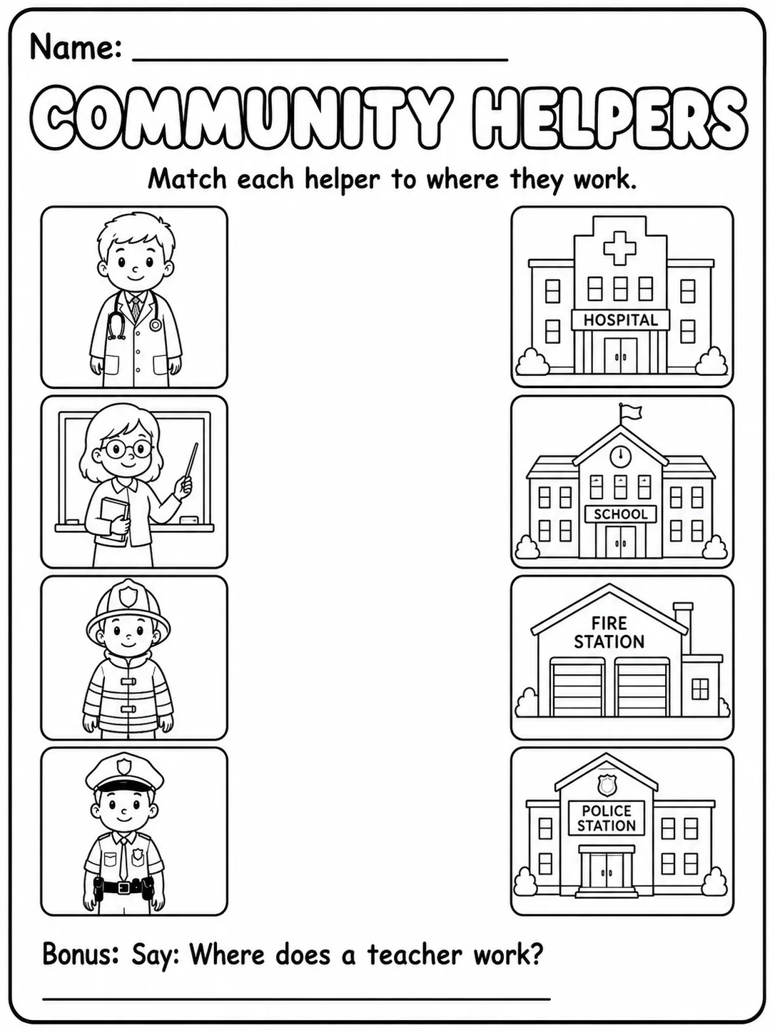 Community Helpers Worksheet Pack page 2 printable worksheet preview