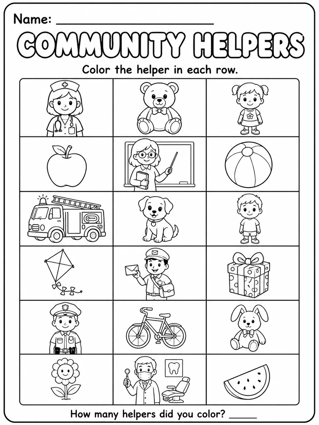 Community Helpers Worksheet Pack page 4 printable worksheet preview