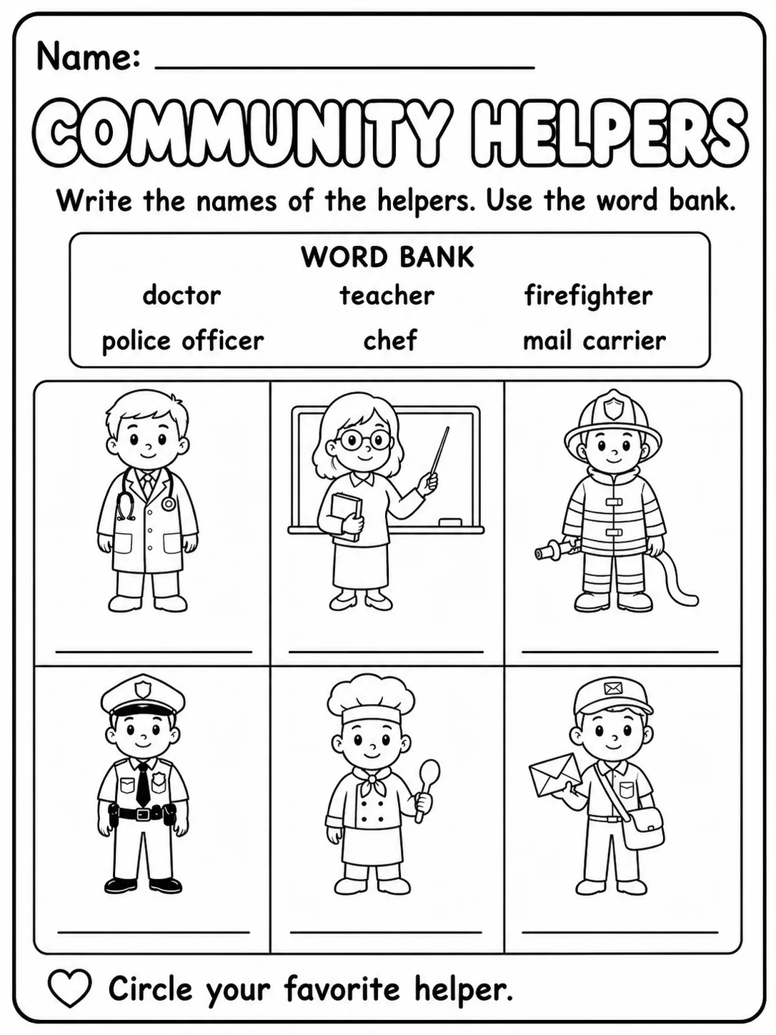 Community Helpers Worksheet Pack page 5 printable worksheet preview