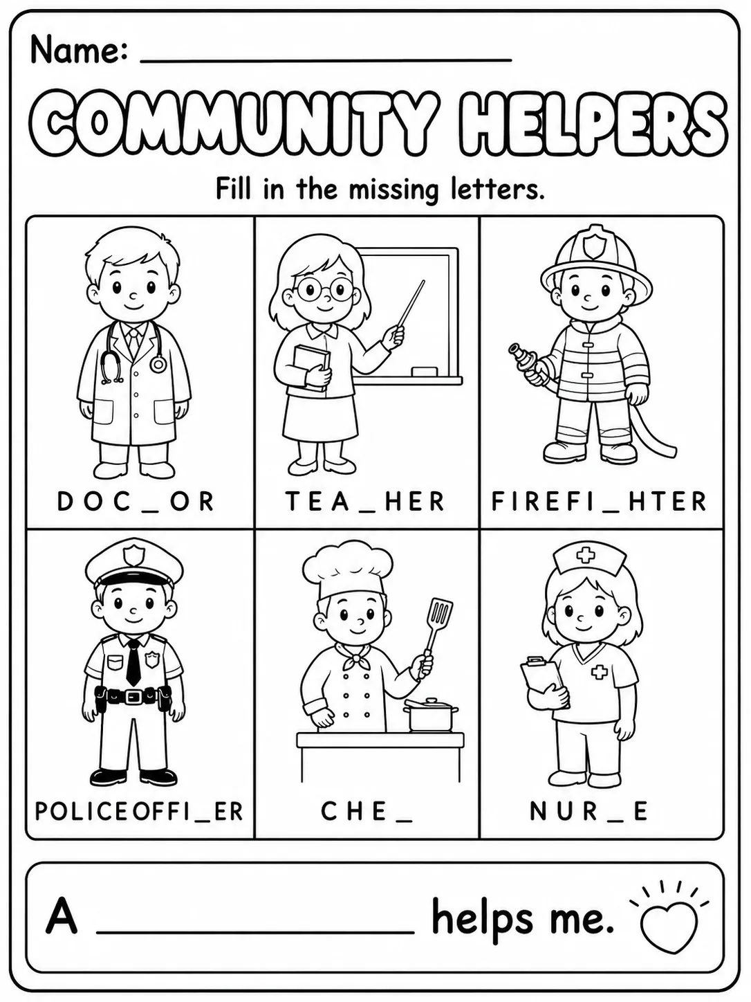 Community Helpers Worksheet Pack page 6 printable worksheet preview