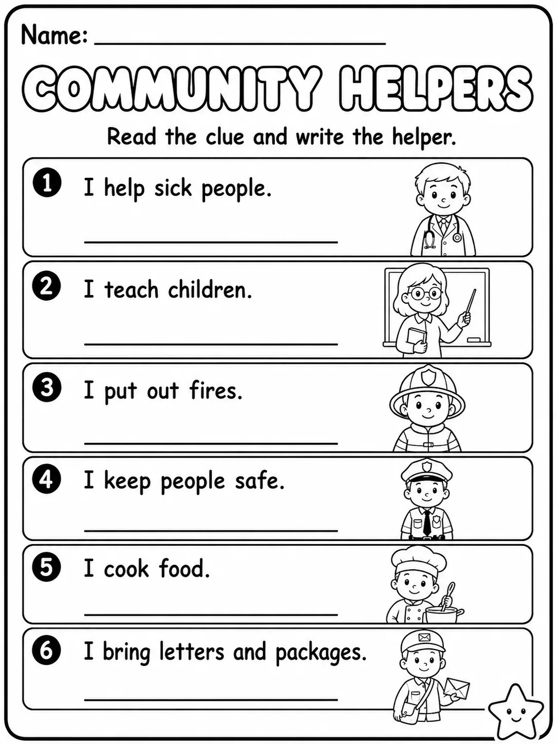 Community Helpers Worksheet Pack page 7 printable worksheet preview