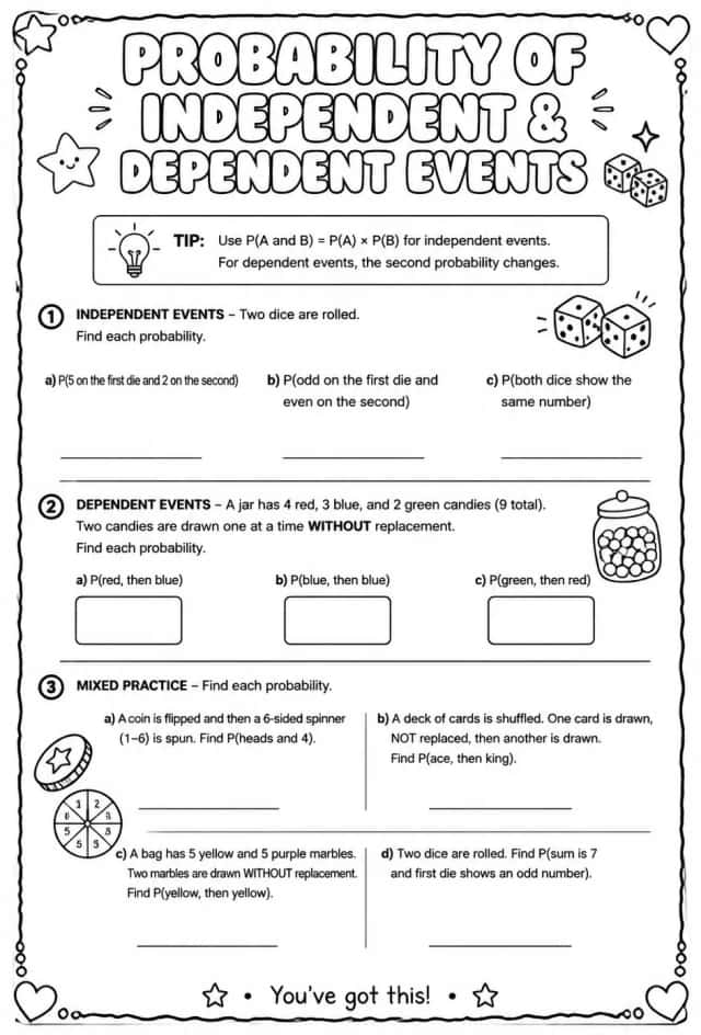 Probability of independent and dependent events