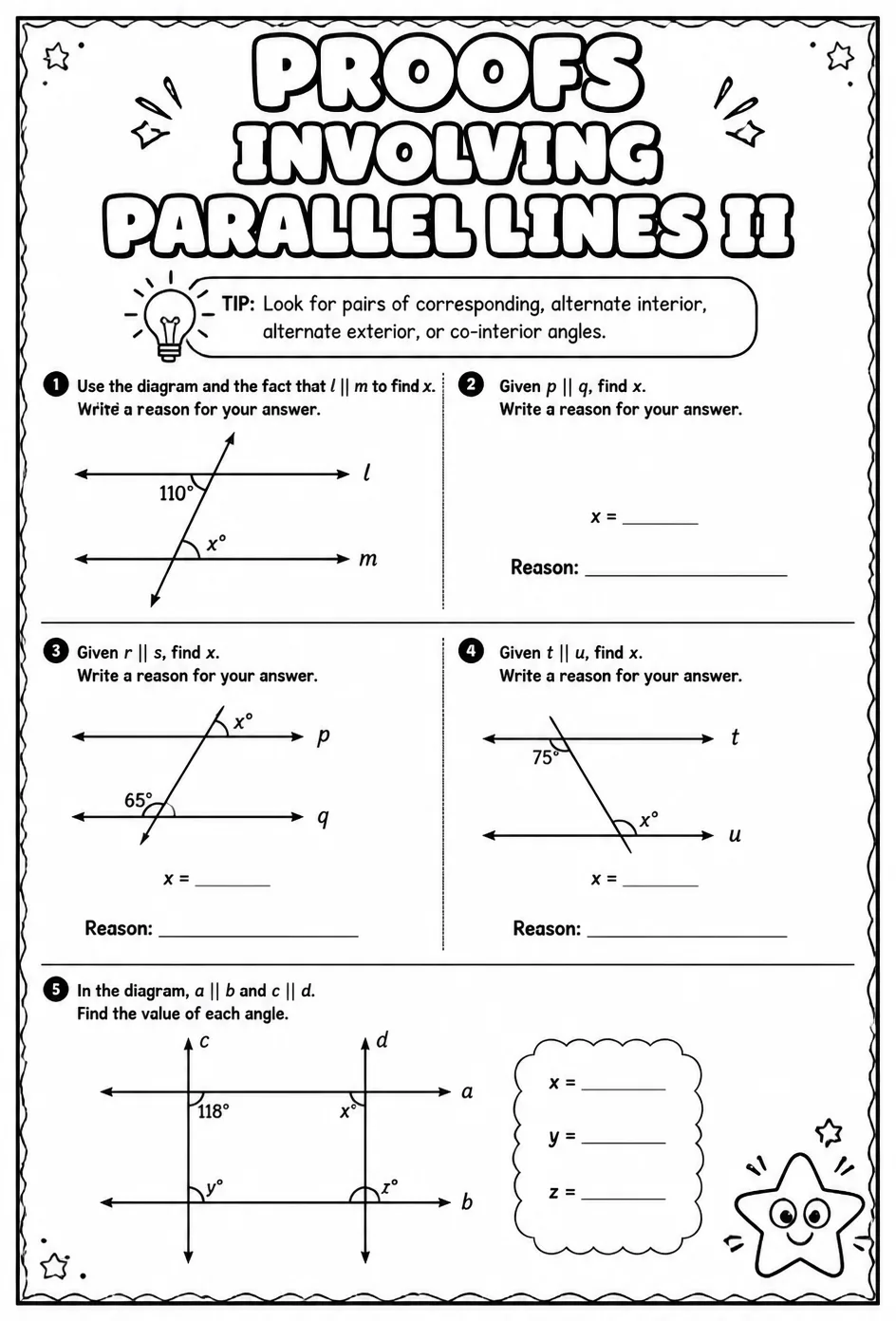 Proofs involving parallel lines II
