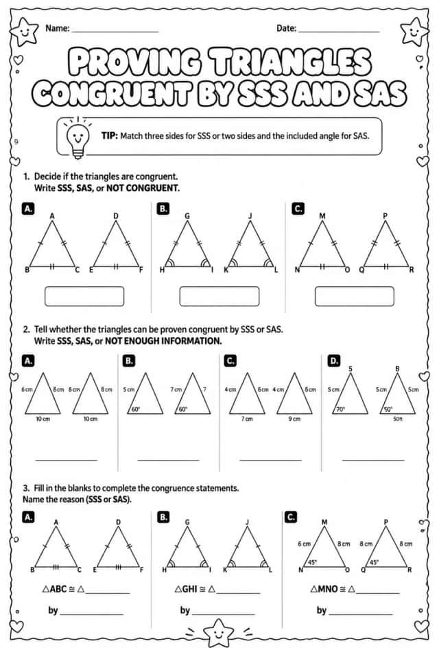 Proving triangles congruent by SSS and SAS