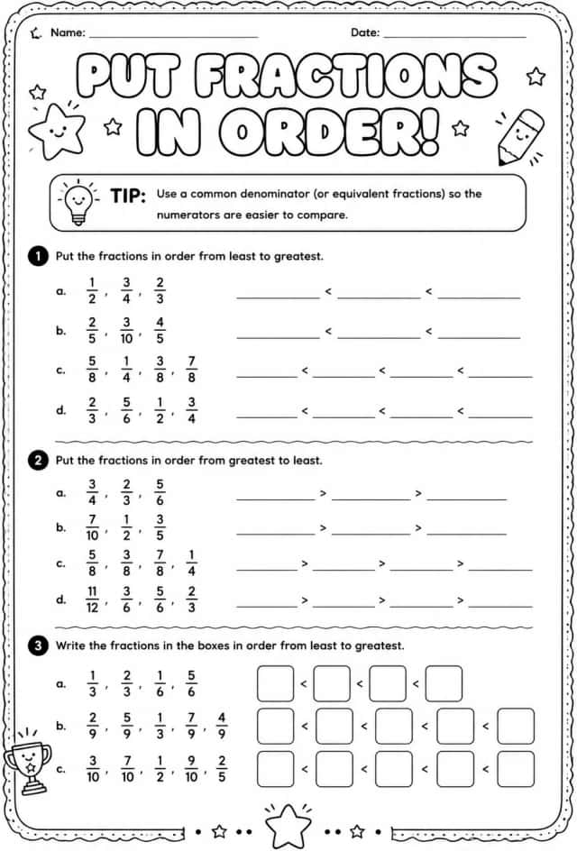 Put fractions in order