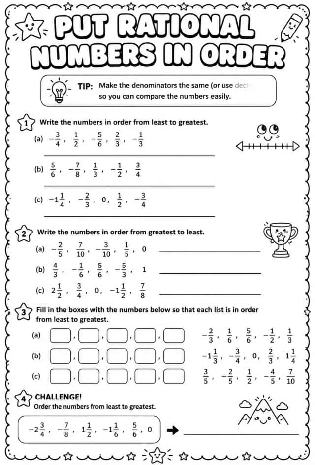 Put rational numbers in order