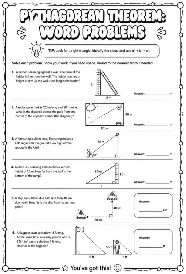 Pythagorean theorem: word problems