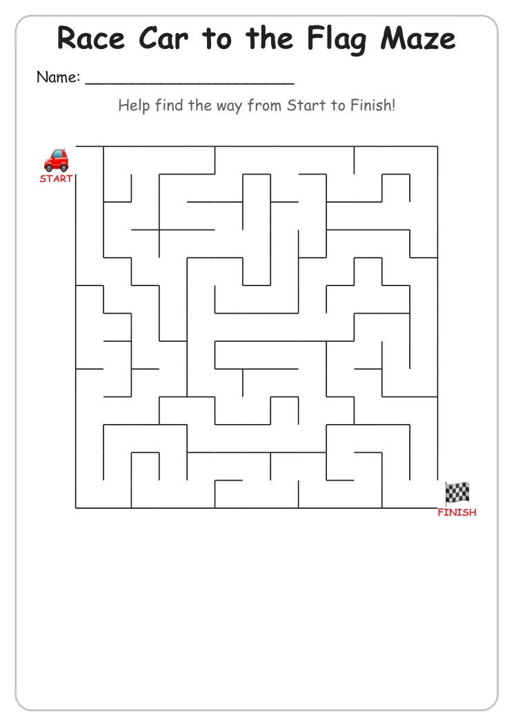 Race Car to the Flag Maze (Grade 2)
