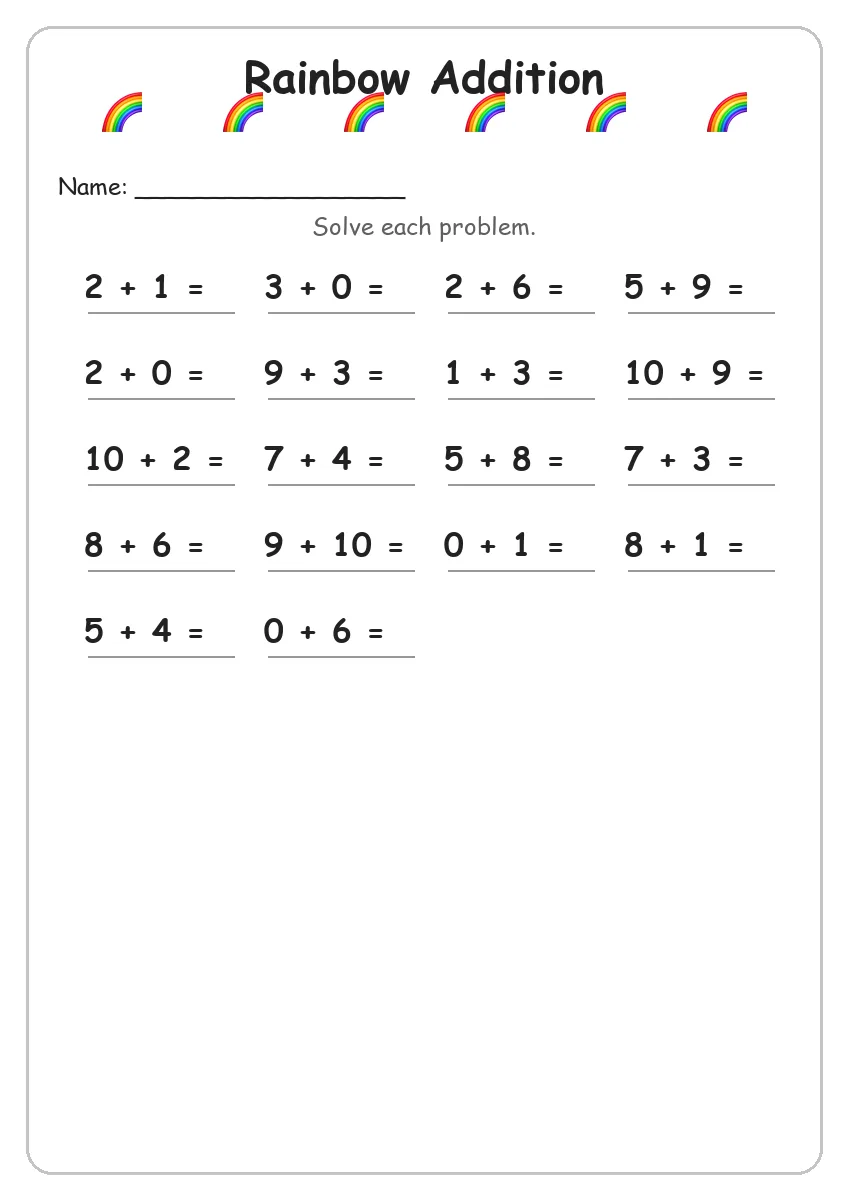Rainbow Addition (Grade 1)