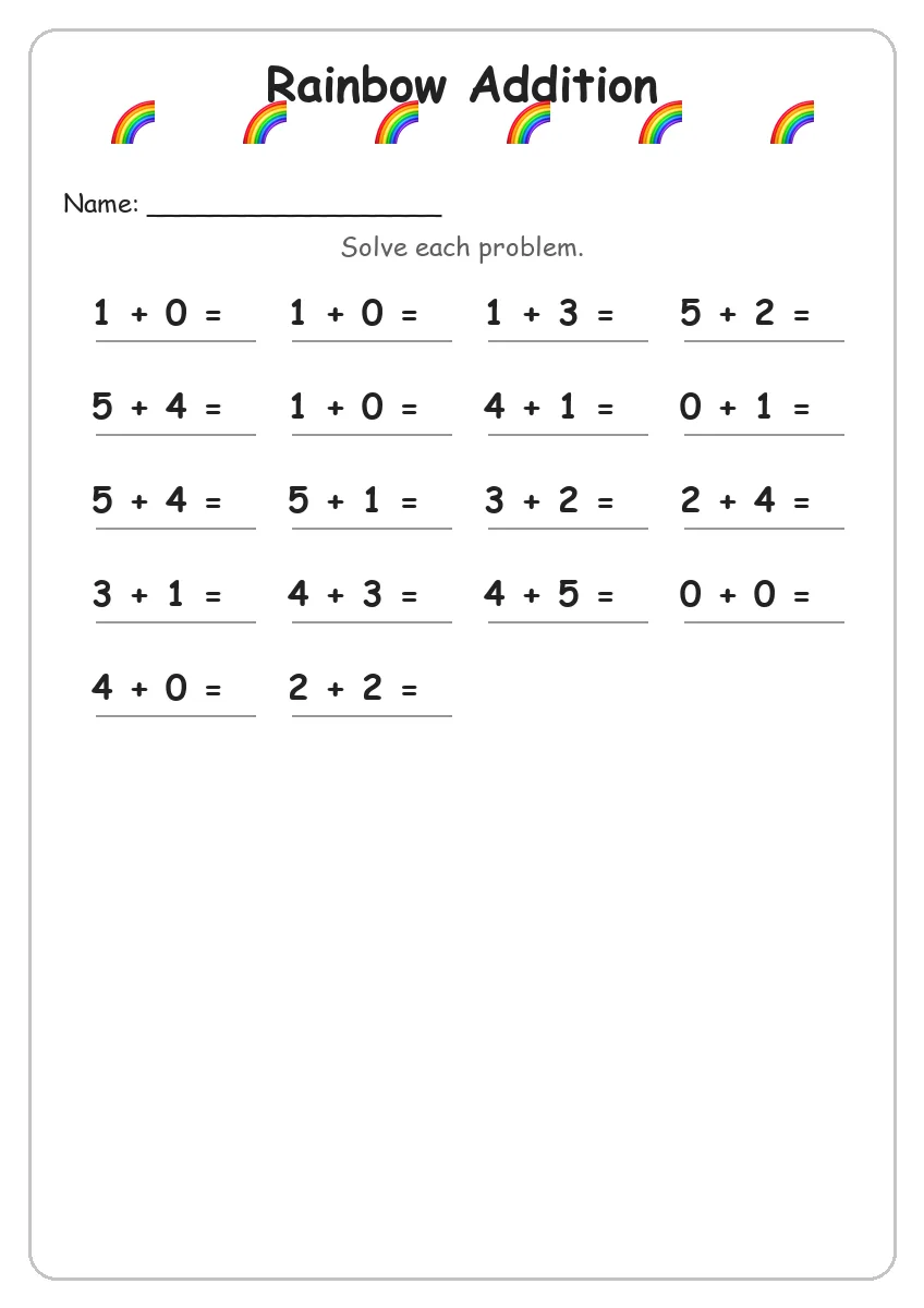 Rainbow Addition (Kindergarten)
