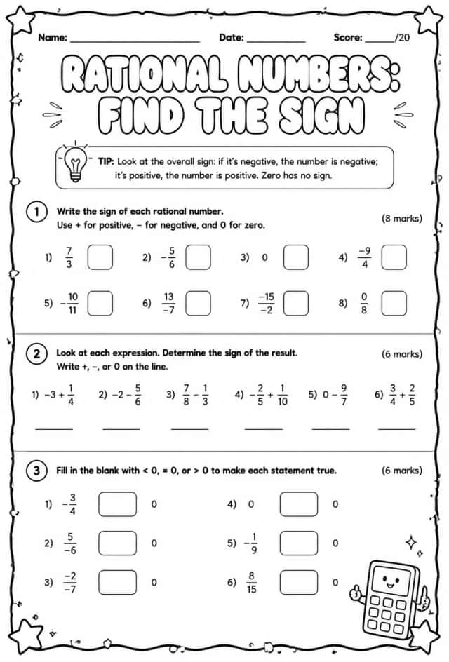 Rational numbers: find the sign