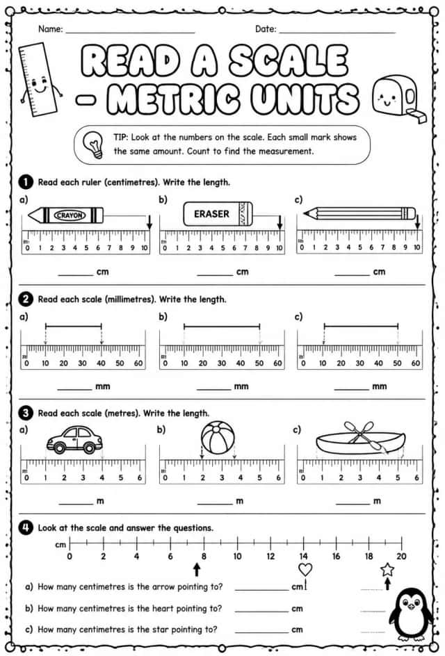 Read a scale - metric units