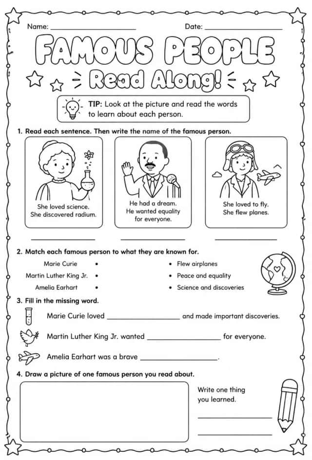 Read along about famous people