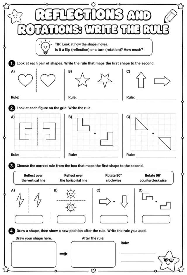 Reflections and rotations: write the rule