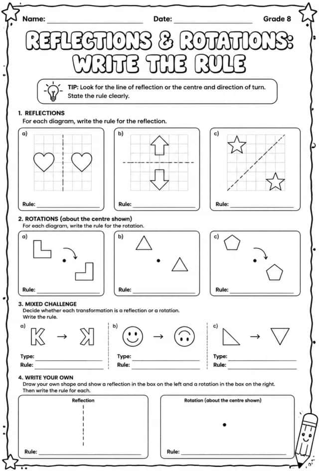 Reflections and rotations: write the rule
