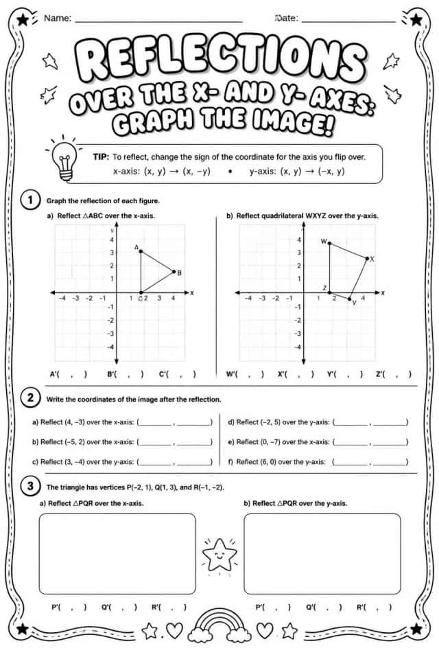 Reflections over the x- and y-axes: graph the image