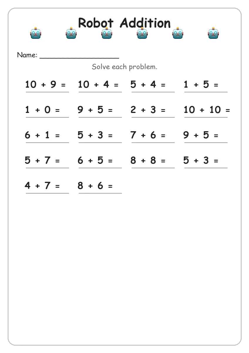 Robot Addition (Grade 1)