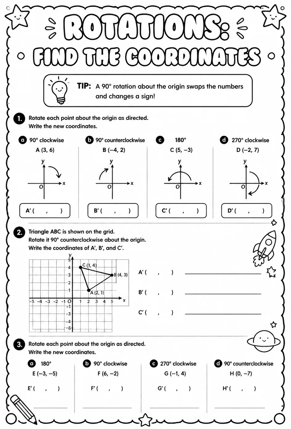 Rotations: find the coordinates