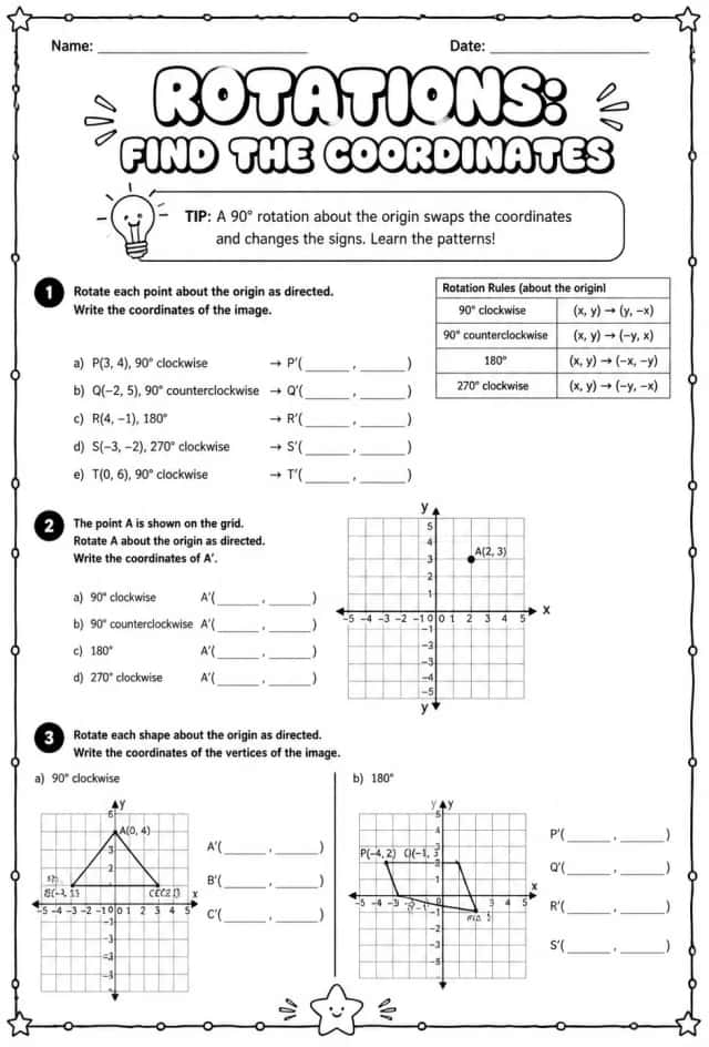 Rotations: find the coordinates