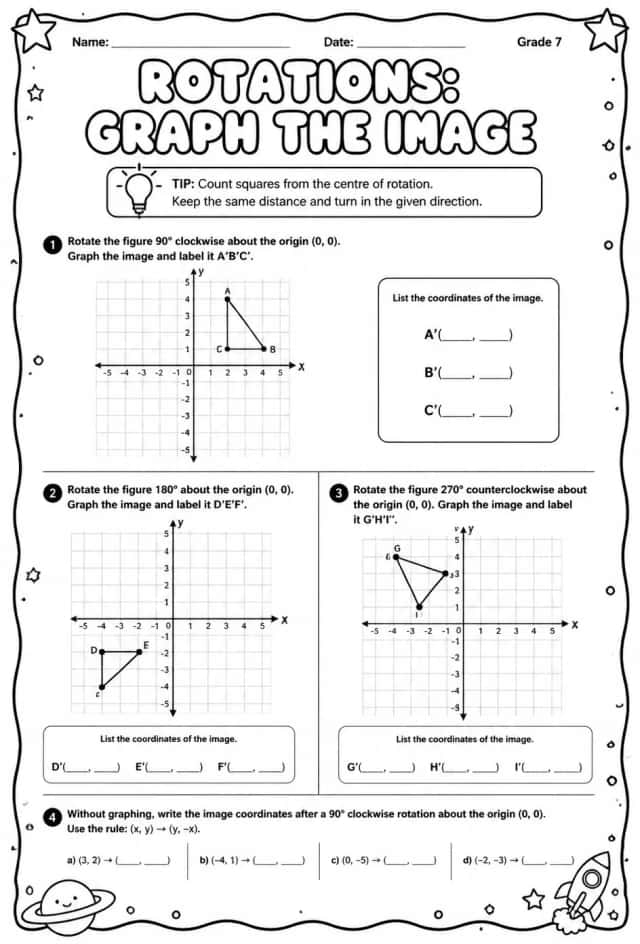 Rotations: graph the image