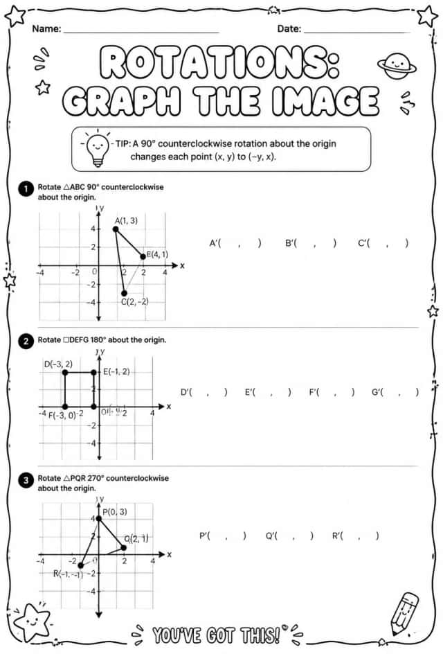 Rotations: graph the image