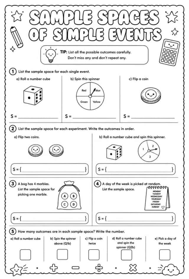 Sample spaces of simple events
