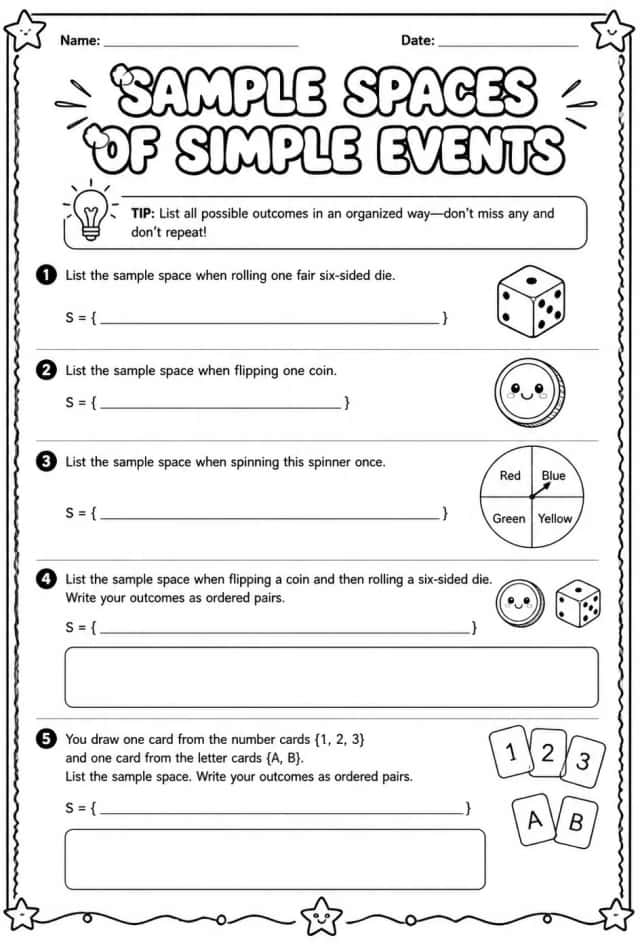 Sample spaces of simple events