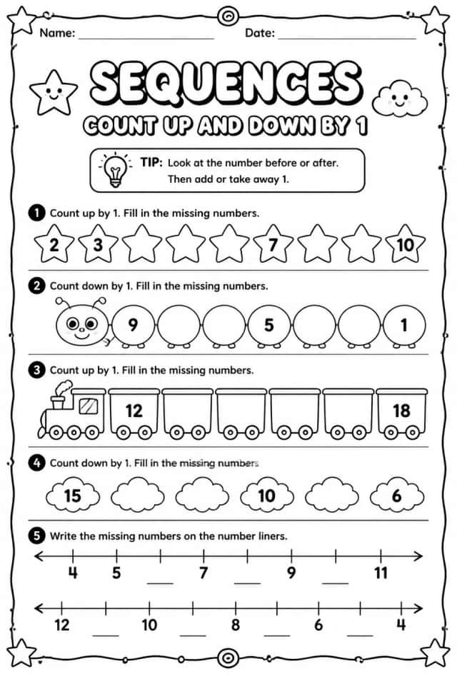 Sequences - count up and down by 1