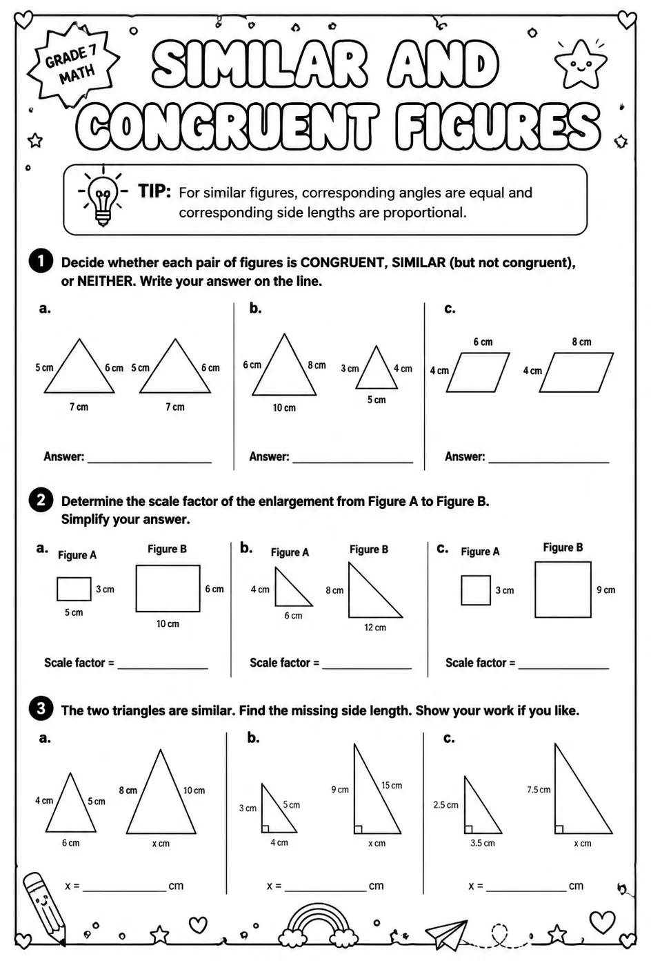 Similar and congruent figures