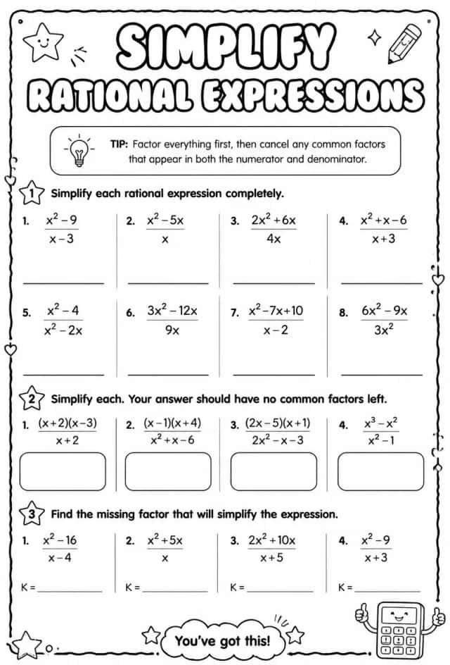 Simplify rational expressions