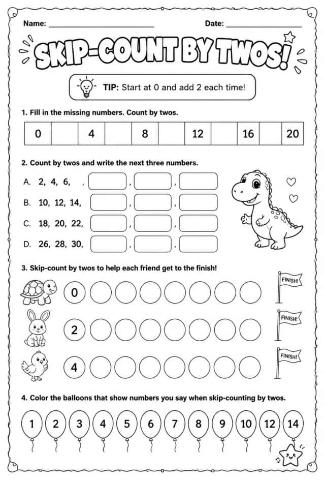 Skip-count by twos
