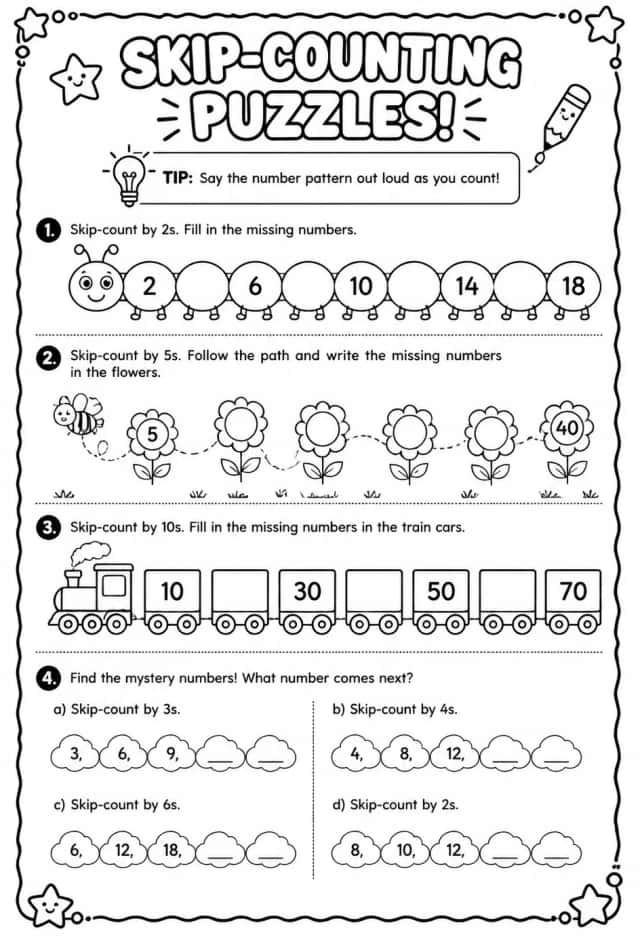 Skip-counting puzzles