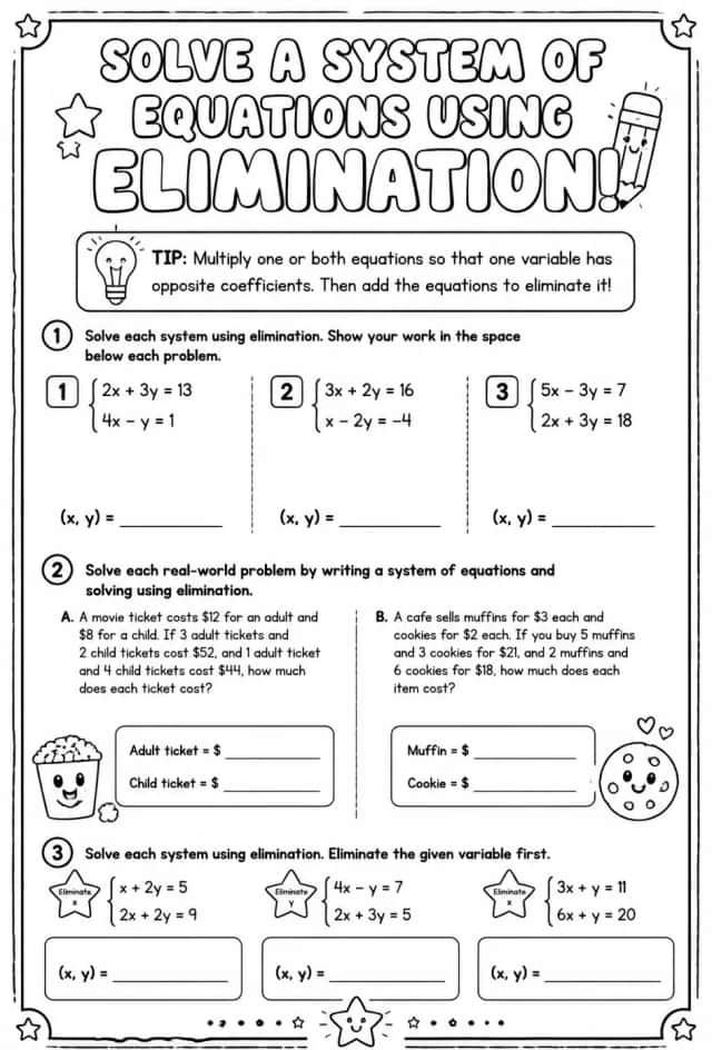 Solve a system of equations using elimination