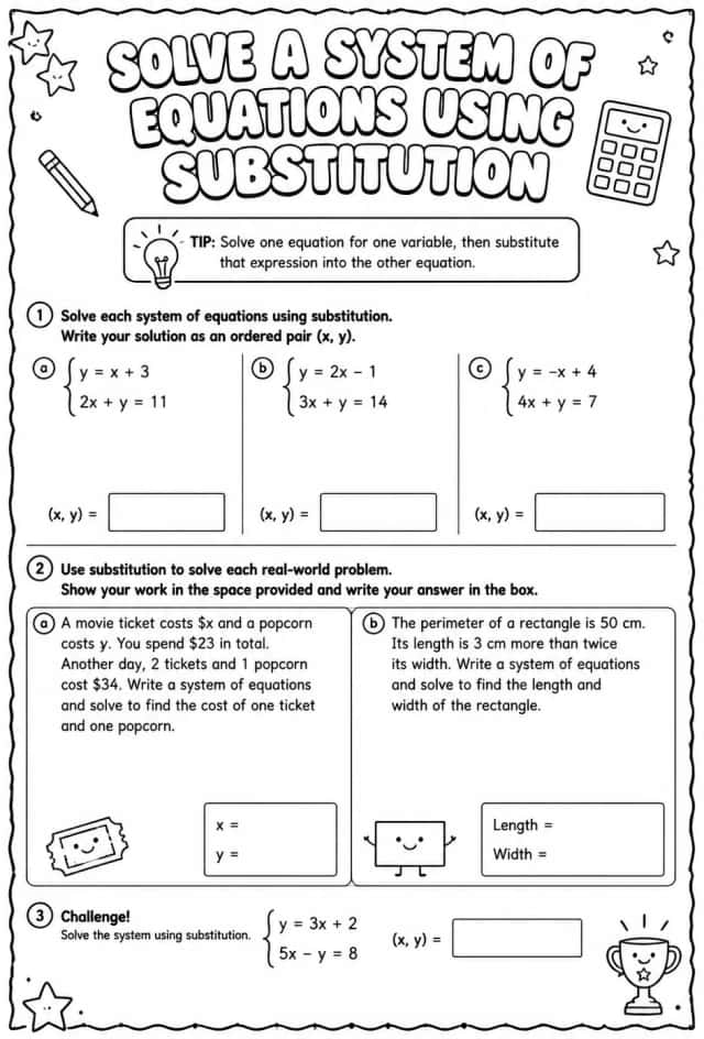 Solve a system of equations using substitution