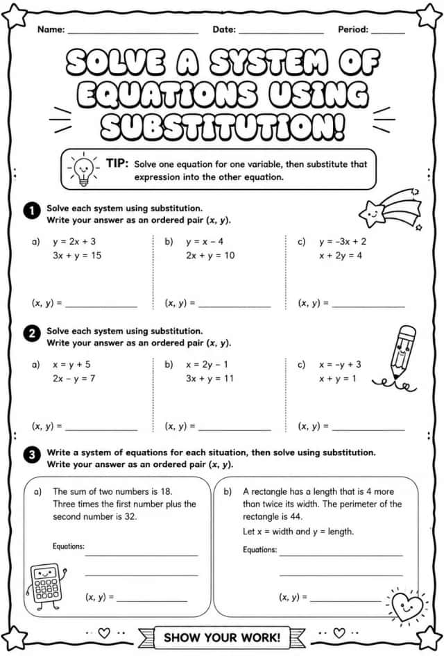Solve a system of equations using substitution