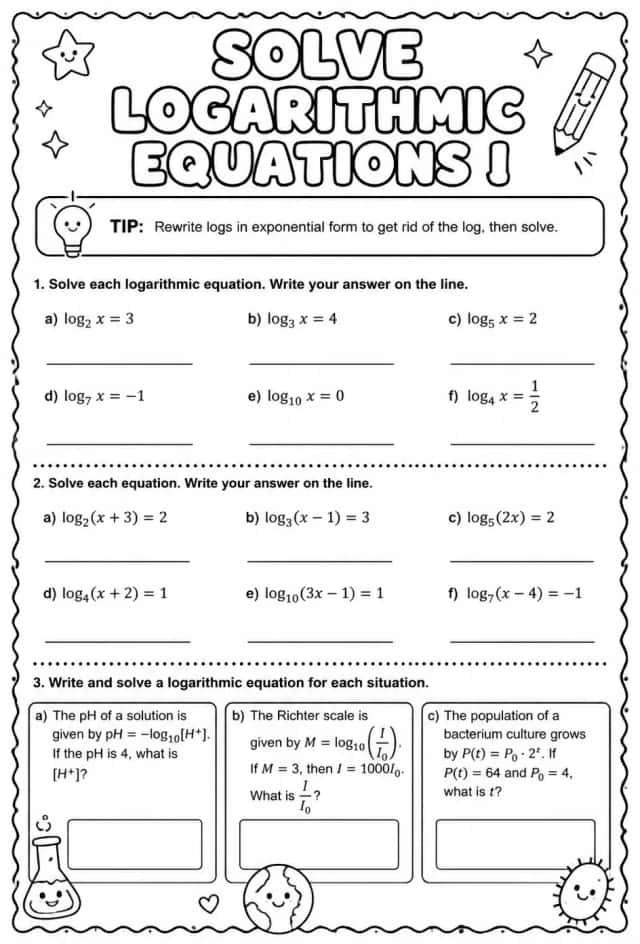 Solve logarithmic equations I