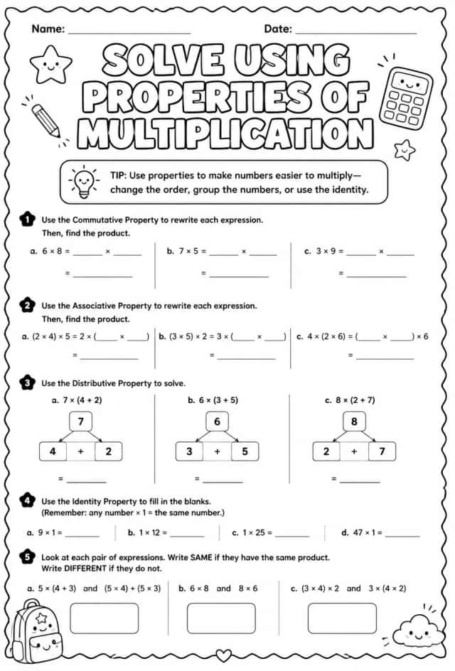 Solve using properties of multiplication
