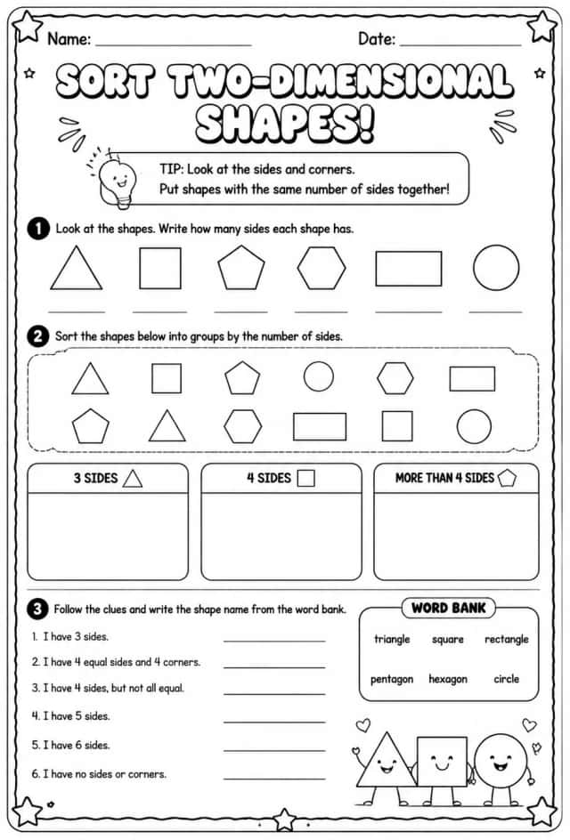 Sort two-dimensional shapes