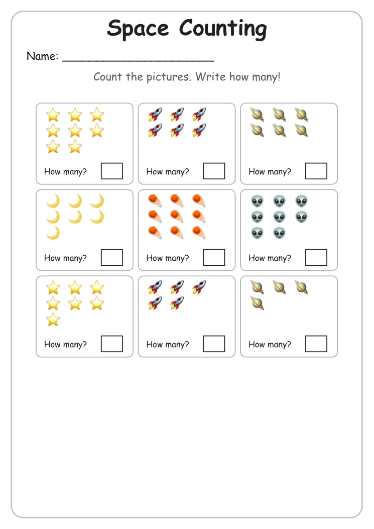 Space Counting to 10 (Kindergarten)