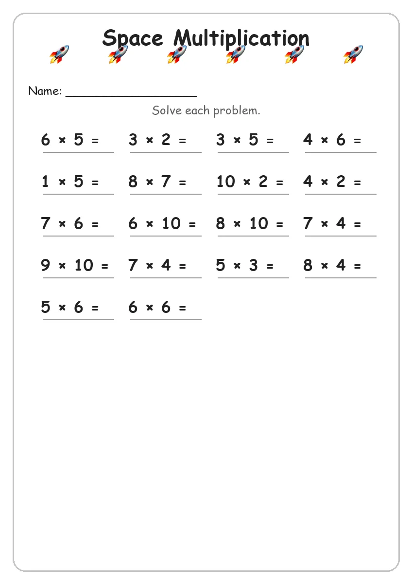 Space Multiplication (Grade 3)