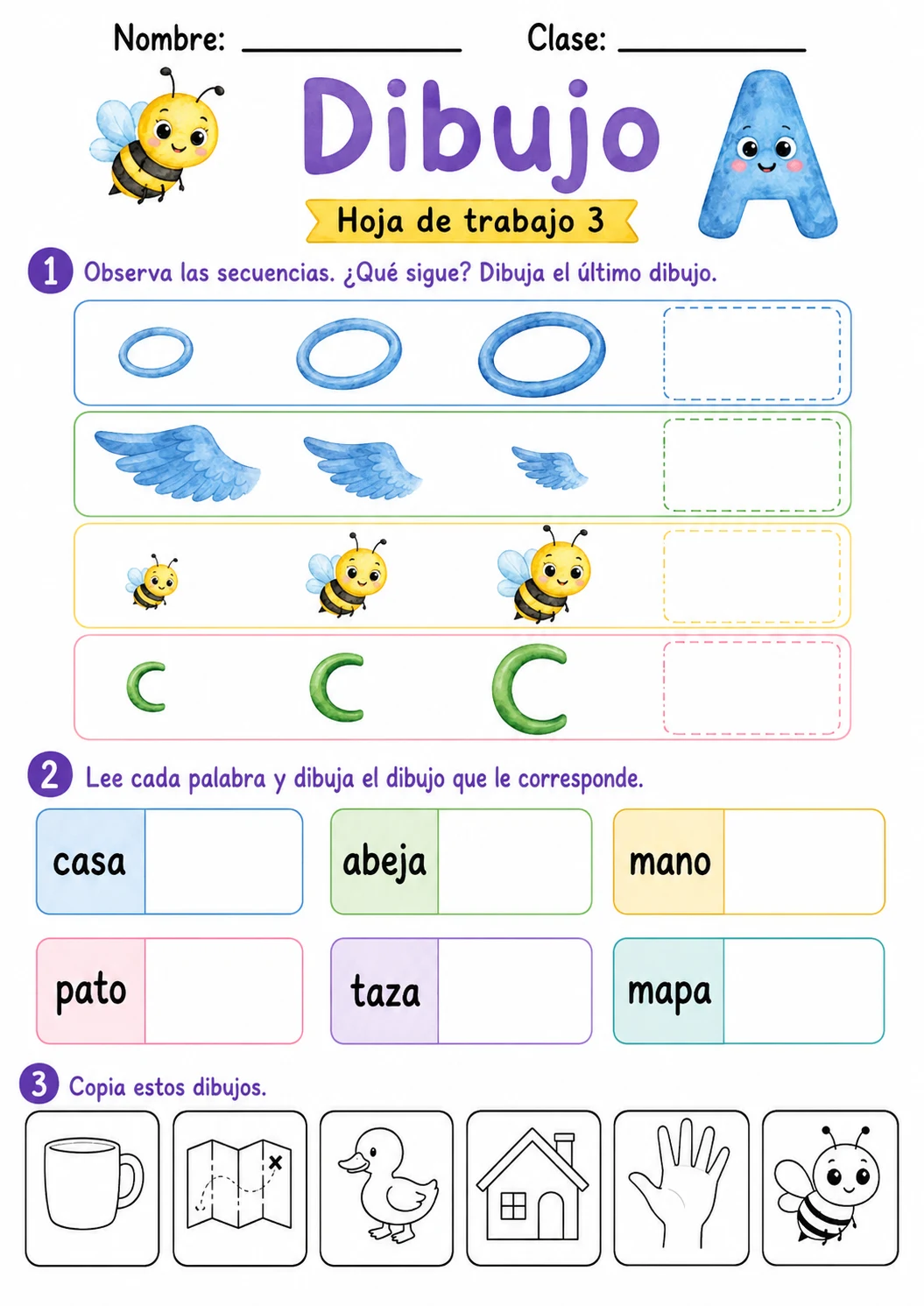 Spanish Letter A Phonics Worksheets Pack page 5 printable worksheet preview