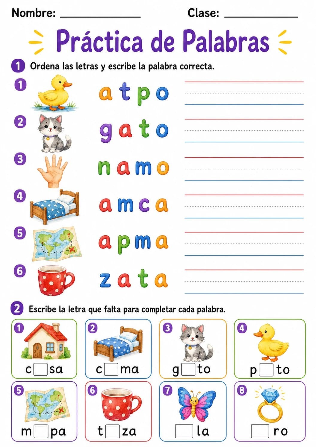 Spanish Letter A Phonics Worksheets Pack page 6 printable worksheet preview