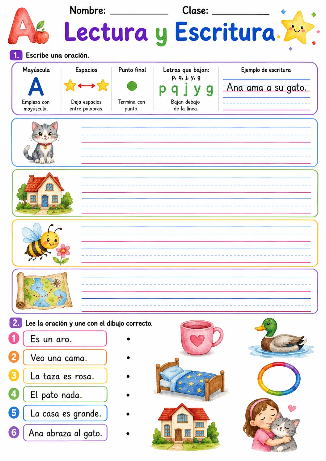 Spanish Letter A Phonics Worksheets Pack page 7 printable worksheet preview